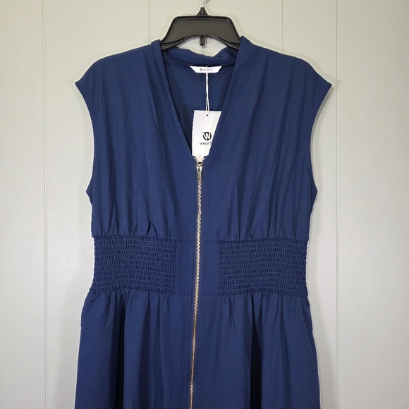 Wenrine Navy Blue Summer Smocked Dress Size XL - Picture 2 of 12
